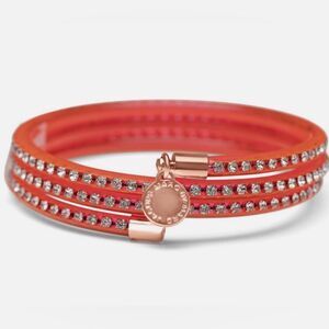 Marc By Marc Jacobs Knockout Pink Wrap Bracelet Rhinestones & Rose Gold Accent